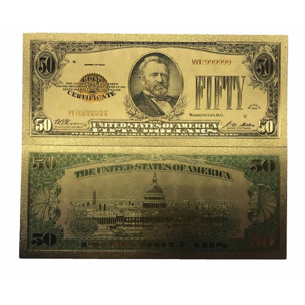 Endless Games 50 American Dollar Bill 24k Gold Art Collectibles Plated Fake Banknote Currency for Decoration EN3287954 - main